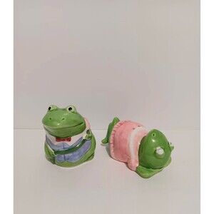 Otagiri Japan Mary Ann Baker Frog Ceramic Salt/Pepper Shakers